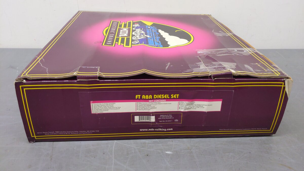 MTH 20-2442-1 O Gauge B&O FT ABA Diesel Engine Set w/PS2 #111/111A/11X EX/Box