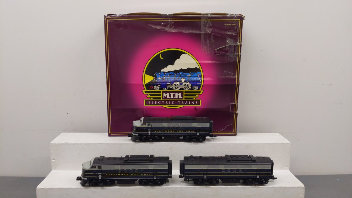 MTH 20-2442-1 O Gauge B&O FT ABA Diesel Engine Set w/PS2 #111/111A/11X EX/Box