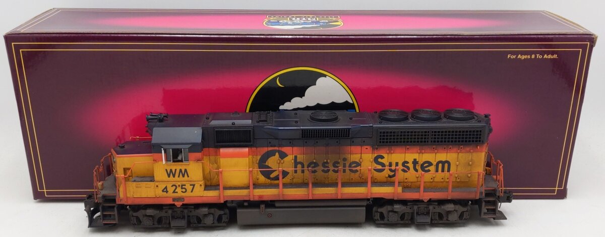 MTH 20-2374-1 O Gauge Weathered Chessie GP-40 Powered Diesel Engine w/PS2 #4257/Box