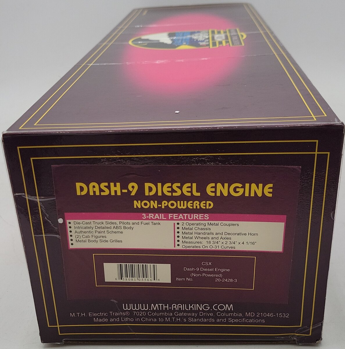 MTH 20-2428-3 CSX Dash-9 Non-Powered Diesel Engine #9019 EX/Box