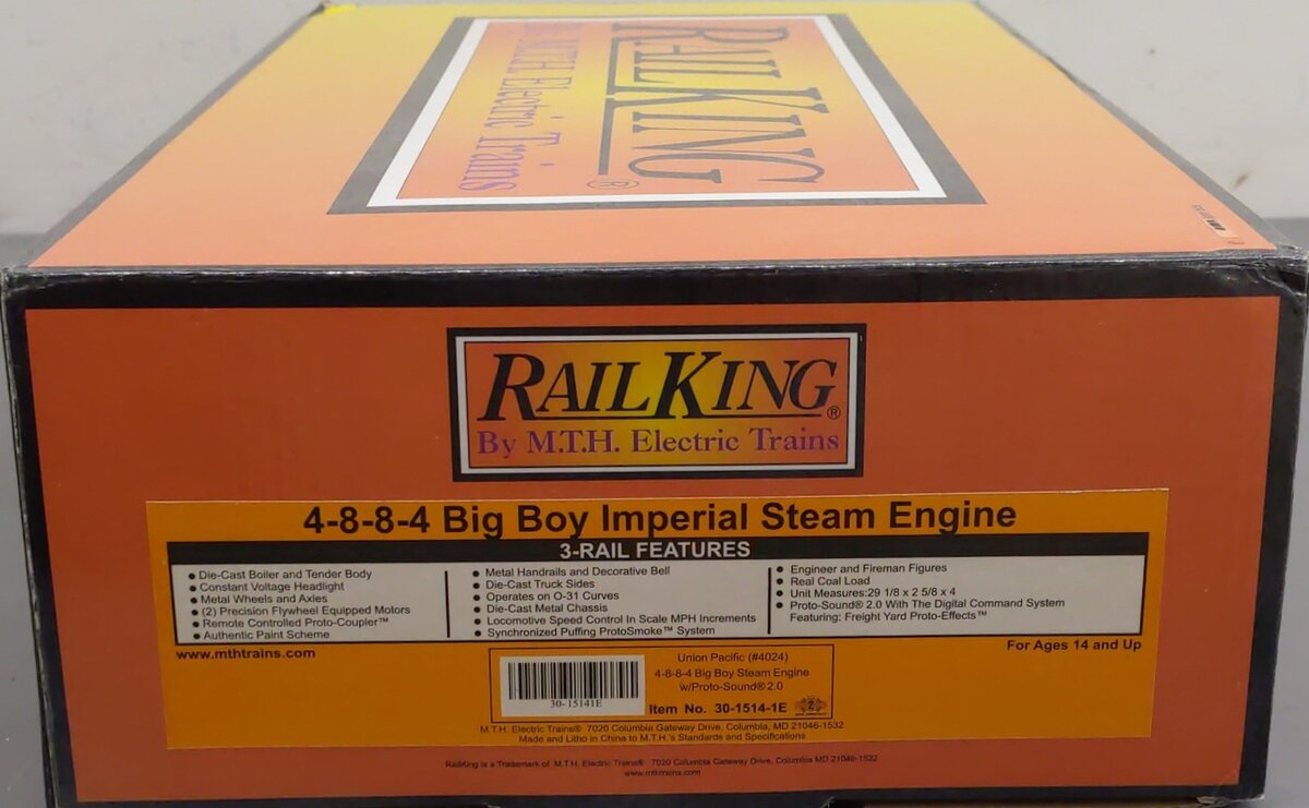 MTH 30-1514-1E O Gauge Union Pacific 4024 4-8-8-4 Big Boy Steam Loco (3Rail) LN/Box