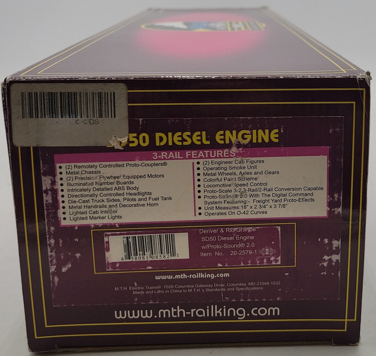 MTH 20-2579-1 Denver & Rio Grande SD50 Diesel #5516 w/ProtoSound 2.0 EX/Box