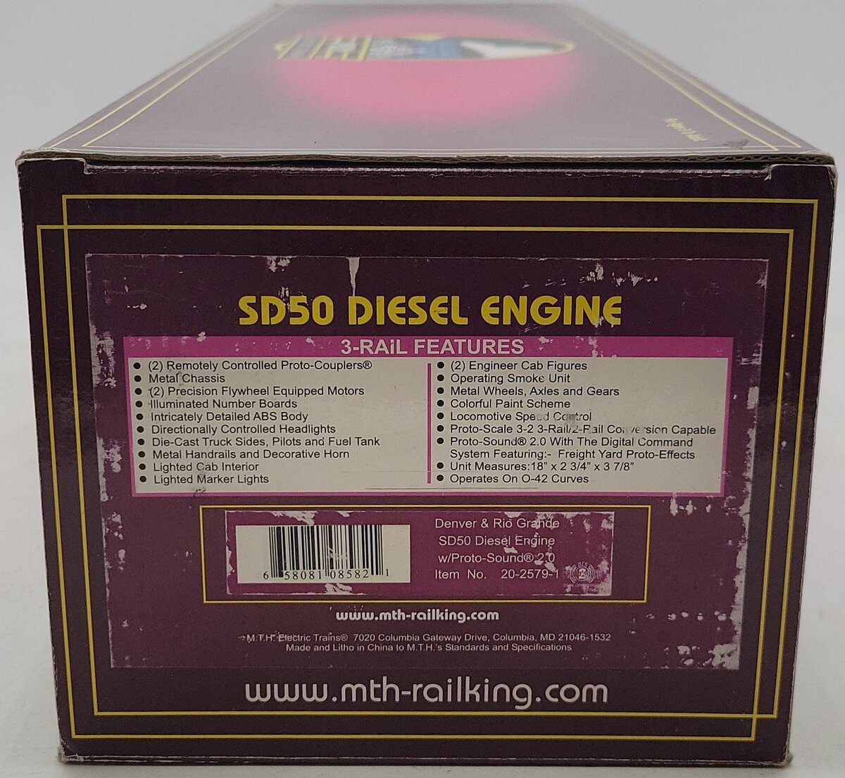 MTH 20-2579-1 Denver & Rio Grande SD50 Diesel #5516 w/ProtoSound 2.0 EX/Box
