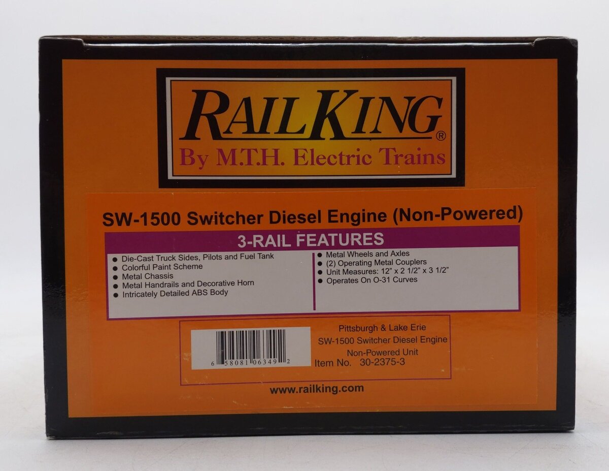 MTH 30-2375-3 O Pittsburgh & Lake Erie SW-1500 Non-Powered Diesel Switcher #1567 EX/Box