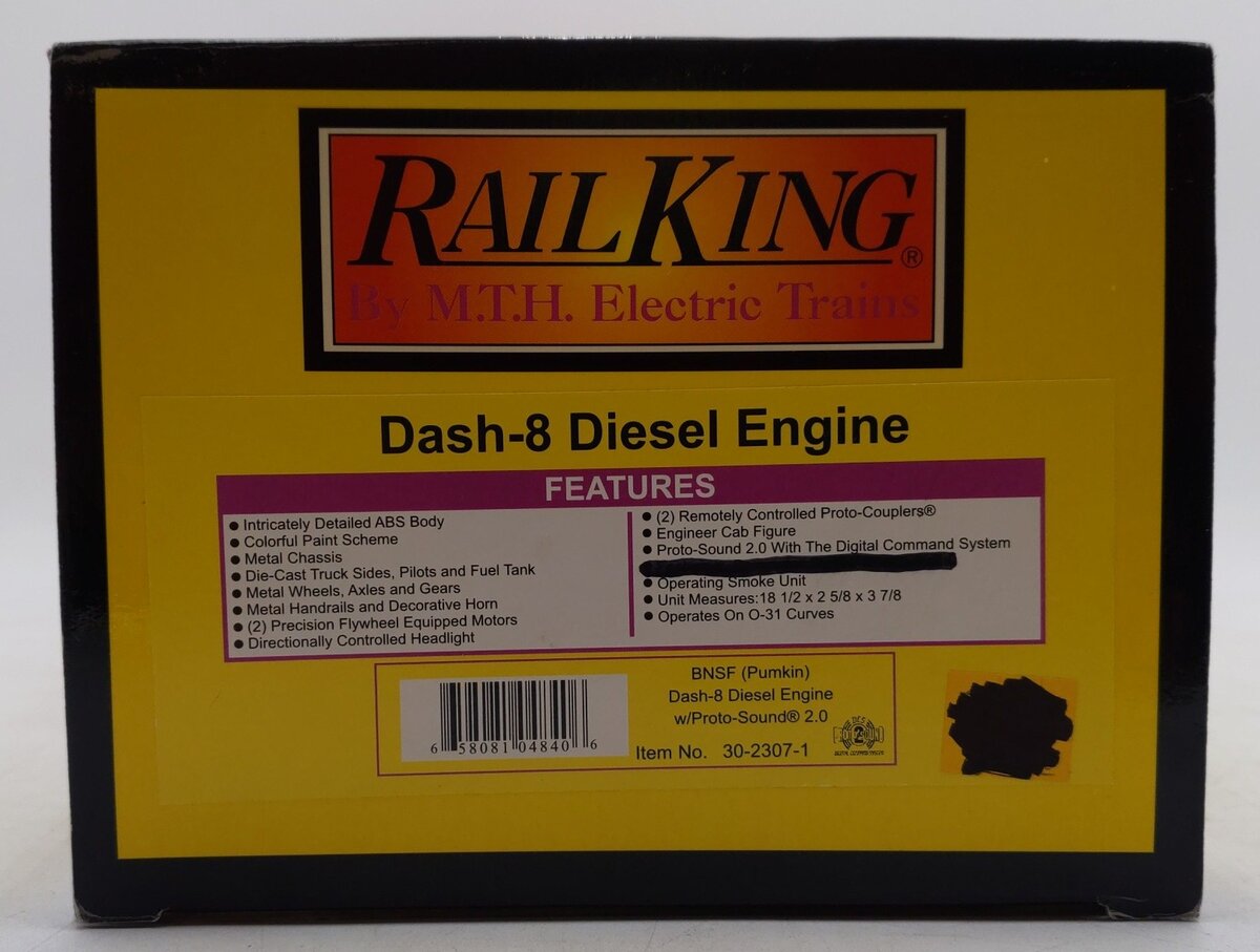 MTH 30-2307-1 BNSF (Pumpkin) Dash-8 Diesel Engine with Proto-Sound 2.0 #810 EX/Box