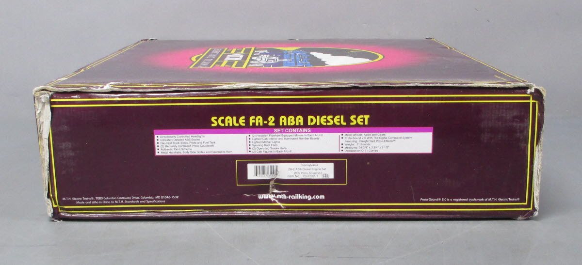 MTH 20-2332-1 PRR FA-2 ABA Diesel Engine Set w/PS2 #9620/9623 LN/Box