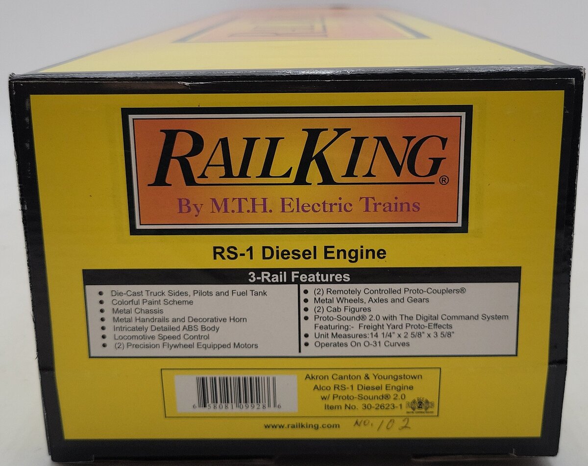 MTH 30-2623-1 O Gauge Weathered Akron Canton Youngstown RS1 Diesel Loco #102/Box
