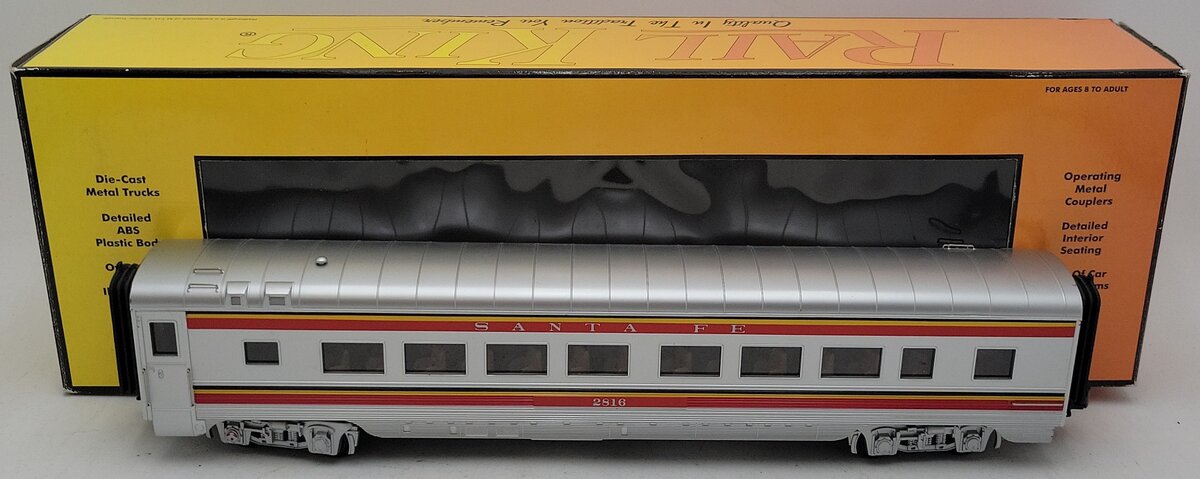 MTH 30-6706 O Gauge Santa Fe 60' Streamlined ABS Coach Car #2816 LN/Box
