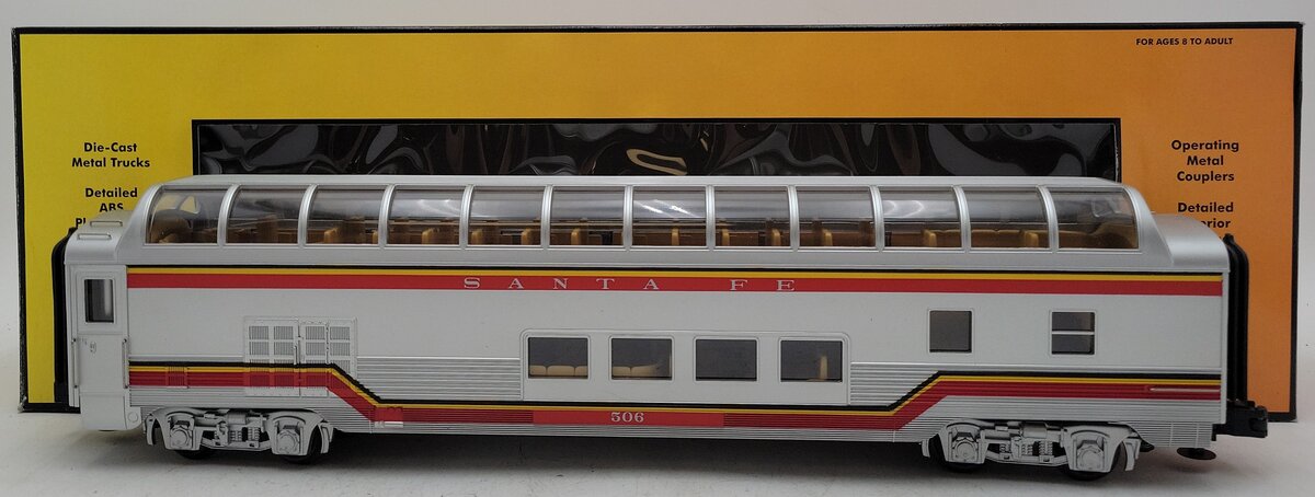 MTH 30-67060 O Gauge Santa Fe 60" Vista Dome Car #506 LN/Box