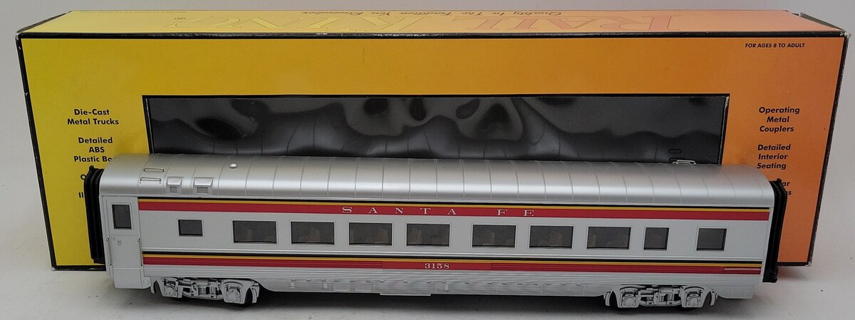 MTH 30-6706 O Gauge Santa Fe 60' Streamlined ABS Coach Car #3158 EX/Box