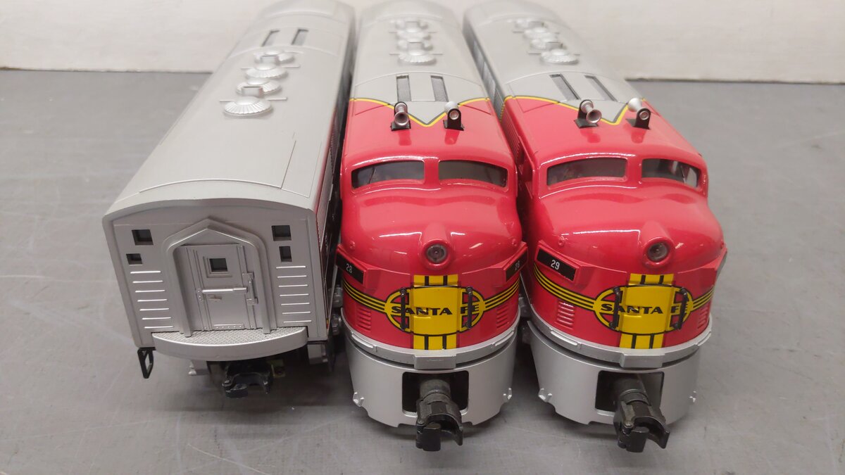 MTH 30-2701-1E O Scale Santa Fe War Bonnet Set F3 ABA PS2 EX