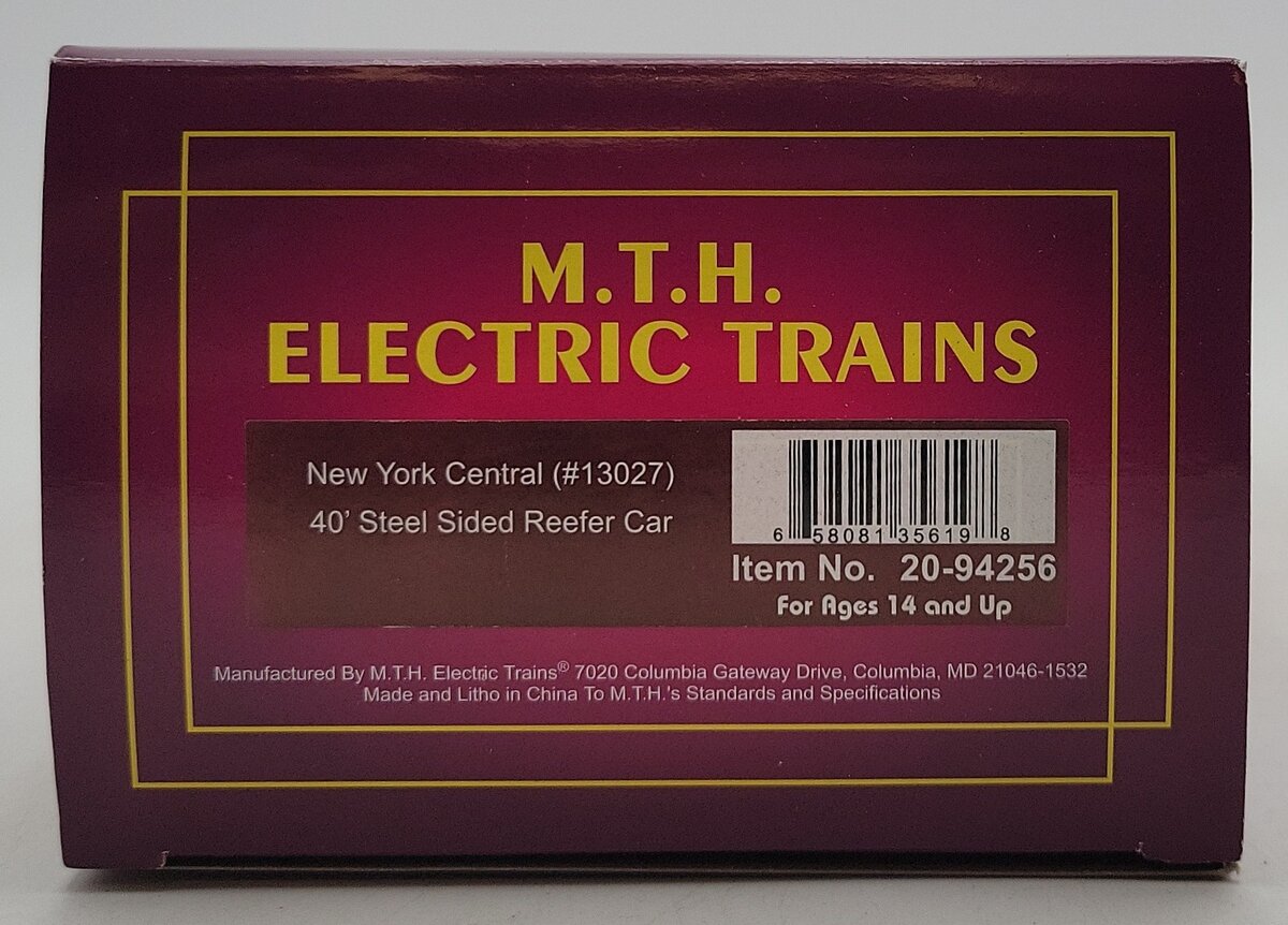 MTH 20-94256 O NYC 40' Steel Reefer Car #13027 LN/Box