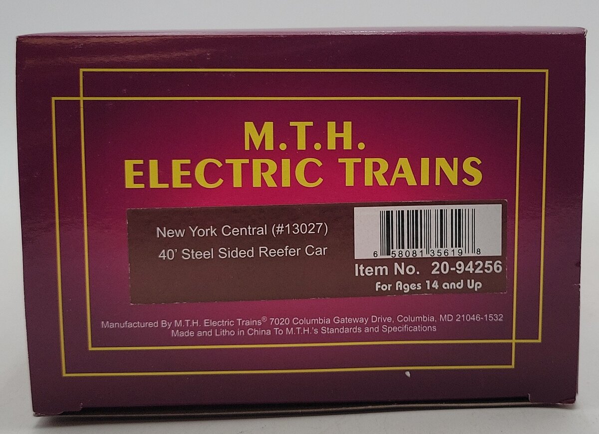 MTH 20-94256 O NYC 40' Steel Reefer Car #13027 LN/Box