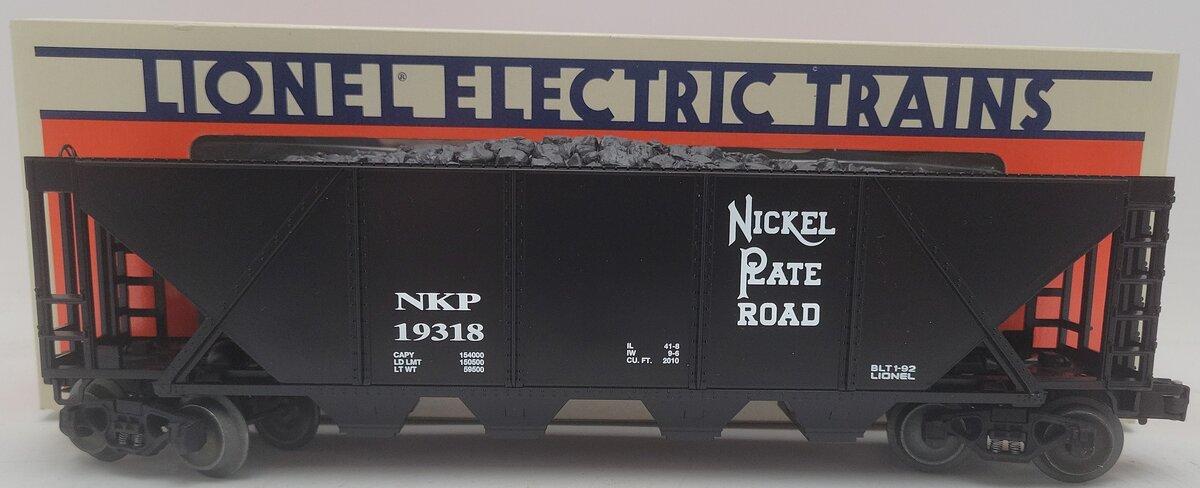 Lionel 6-19318 O Gauge Nickel Plate Road Quad Hopper w/ Coal Load EX/Box
