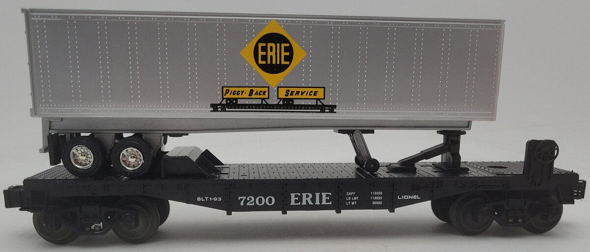 Lionel 6-19415 O Gauge Erie Flatcar #7200 w/ Trailer NIB