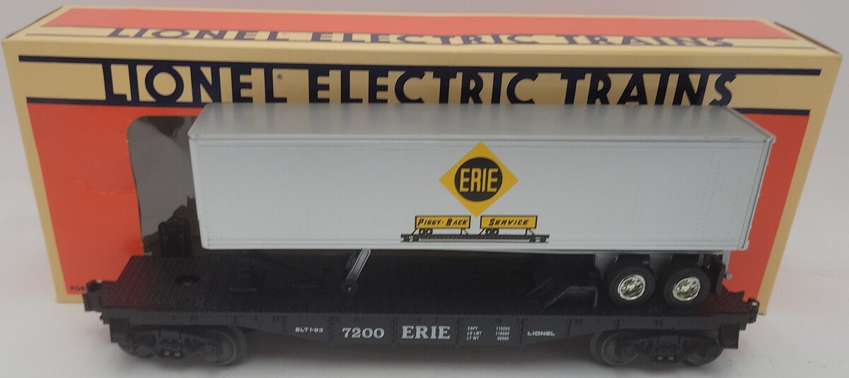 Lionel 6-19415 O Gauge Erie Flatcar #7200 w/ Trailer NIB