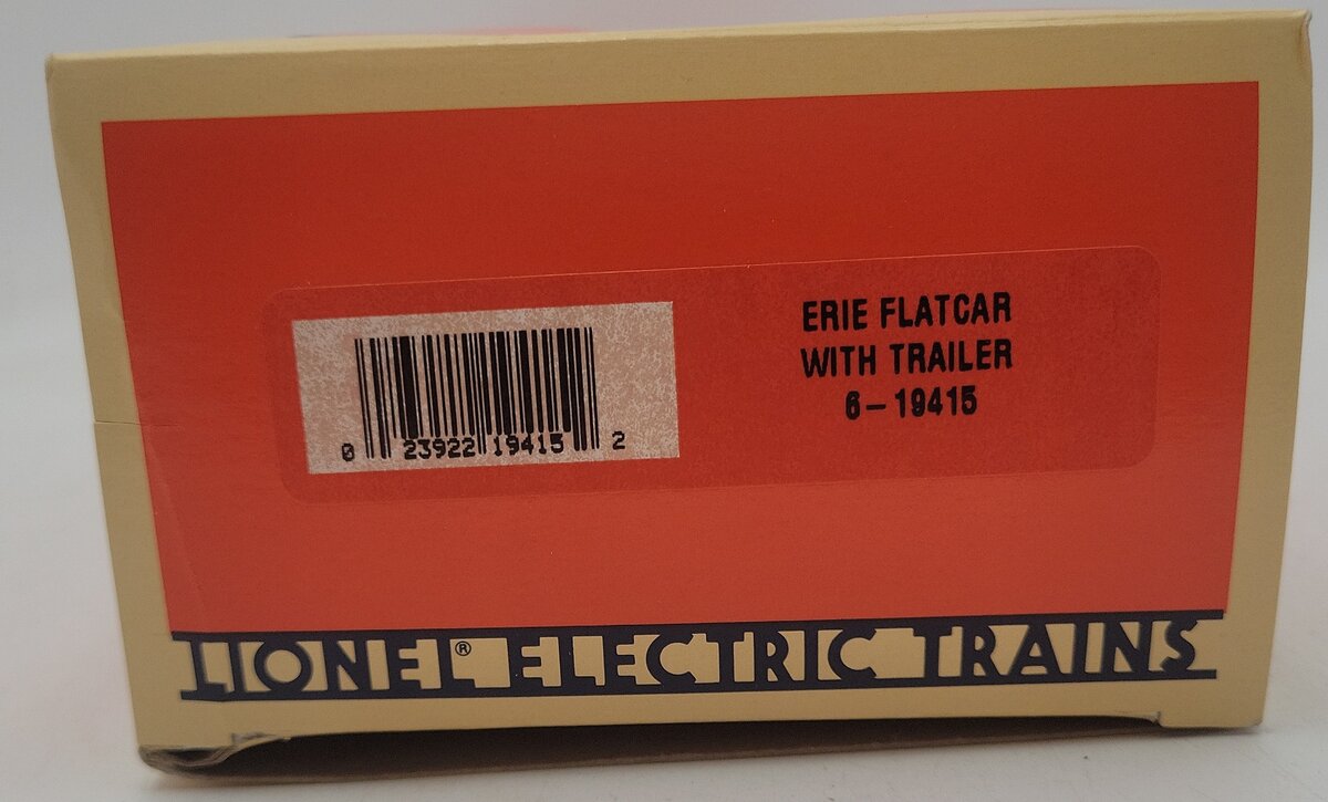 Lionel 6-19415 O Gauge Erie Flatcar #7200 w/ Trailer NIB