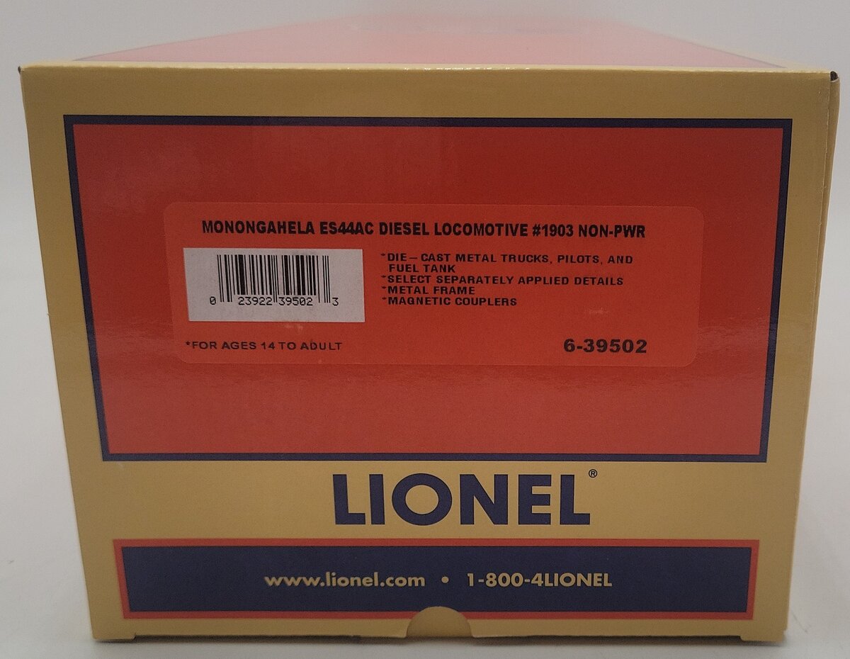 Lionel 6-39502 O Monogahela ES44AC Dummy Diesel Locomotive #1903