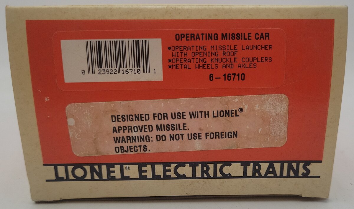 Lionel 6-16710 O Gauge Operating U.S. Army Missile Car #16710 EX/Box