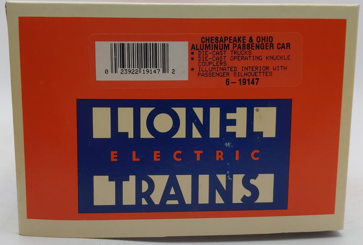 Lionel 6-19147 O Gauge Chesapeake & Ohio Aluminum "Elk Lake" Passenger Car #1803 EX/Box