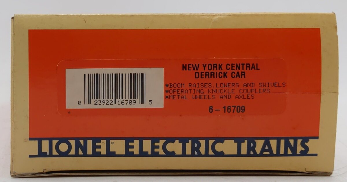 Lionel 6-16709 O Gauge New York Central Derrick Car LN/Box