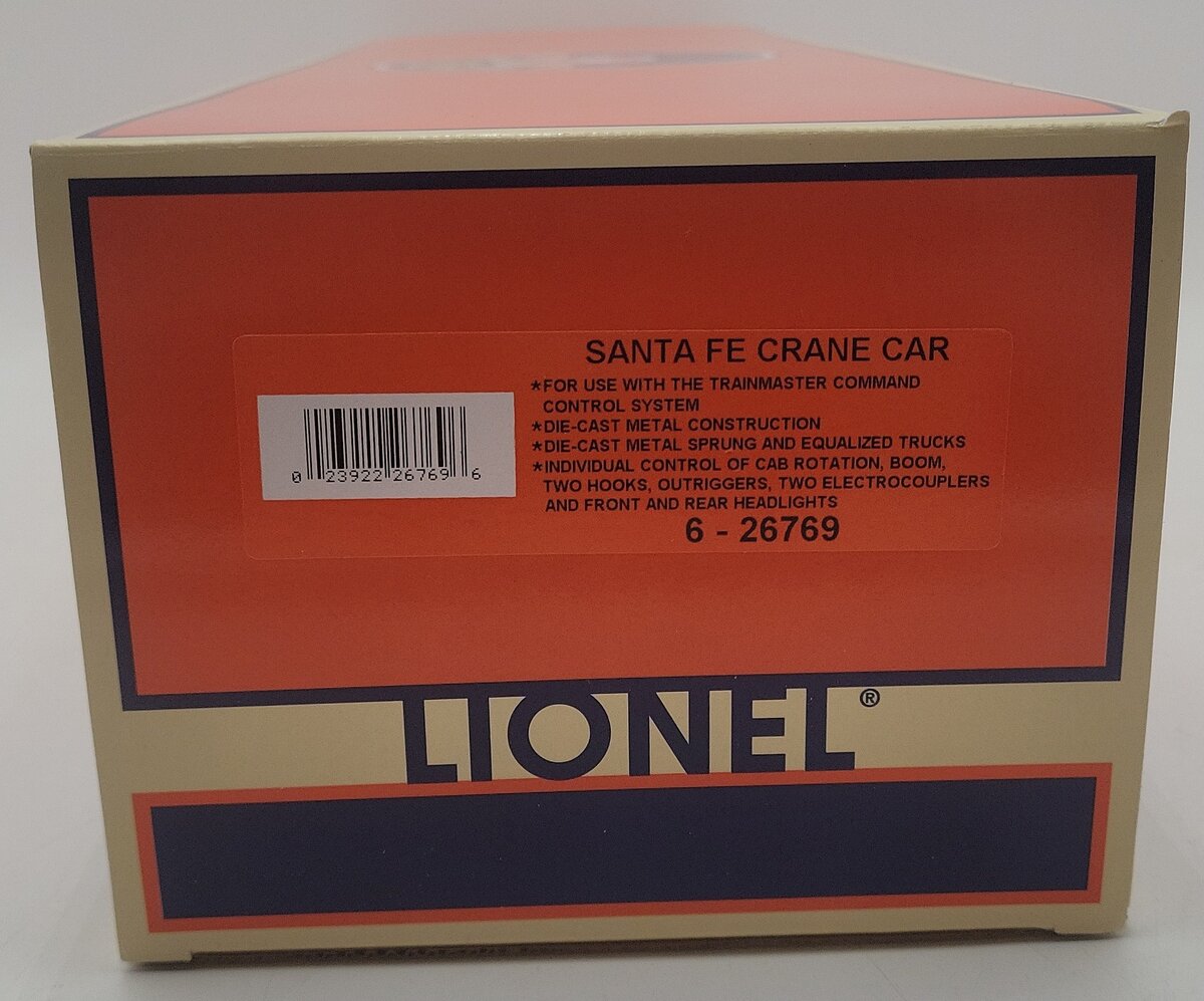 Lionel 6-26769 O Gauge Santa Fe Crane Car with TMCC #199793 LN/Box