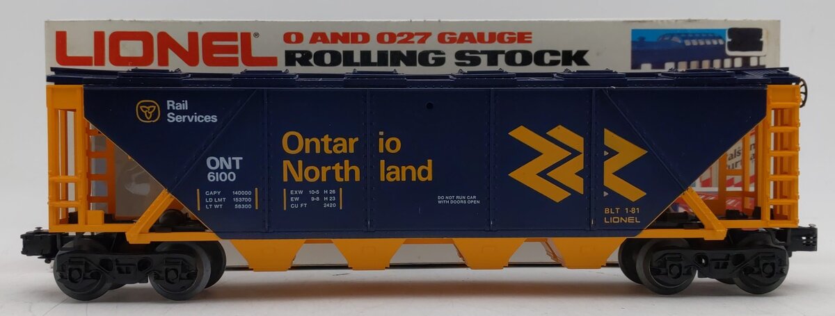 Lionel 6-6100 O Gauge Ontario Northland Covered Quad Hopper NIB