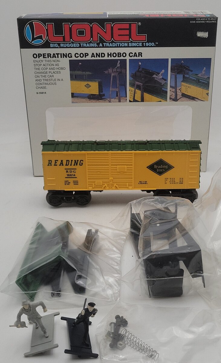 Lionel 6-16614 O Gauge Reading Operating Cop and Hobo Boxcar EX/Box