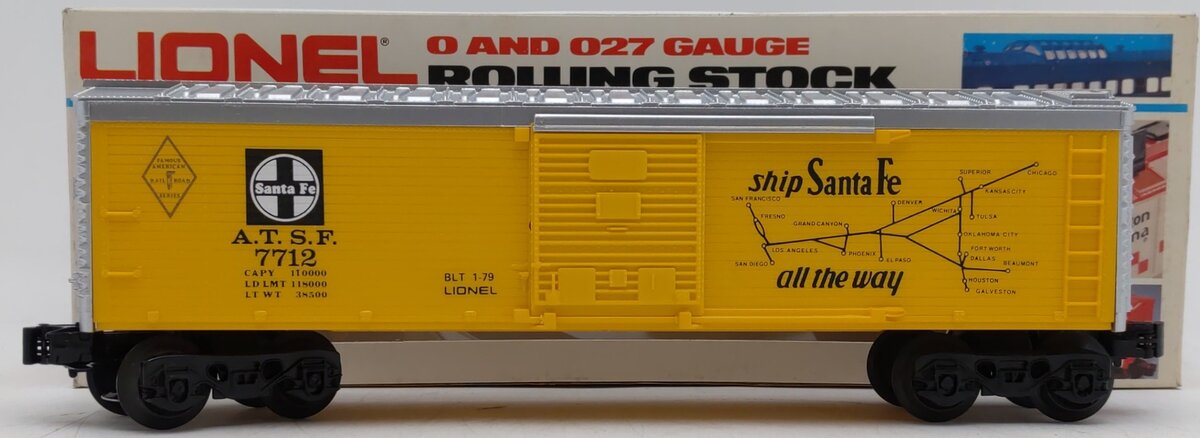 Lionel 6-7712 O Gauge ATSF Famous American Railroad Series Box Car LN/Box