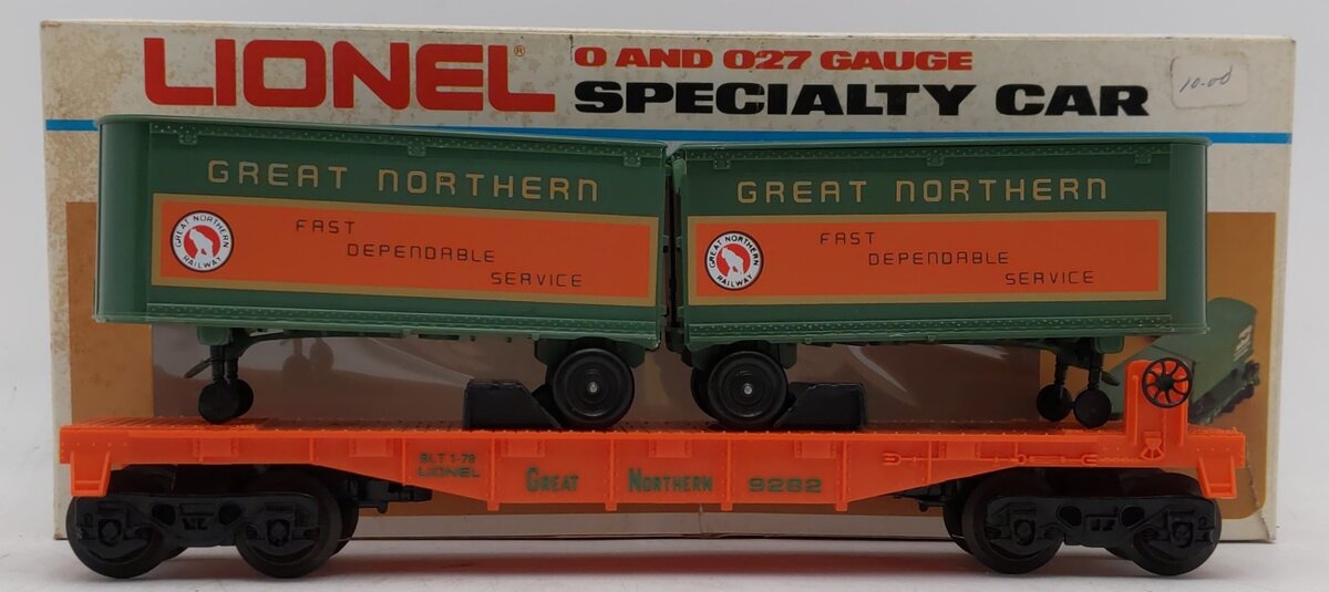 Lionel 6-9282 O Gauge Great Northern Flatcar #9282 with Trailers EX/Box