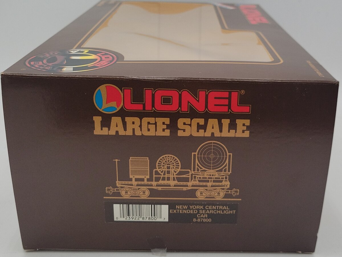 Lionel 8-87800 G Gauge NYC Operating Extend Searchlight Car NIB