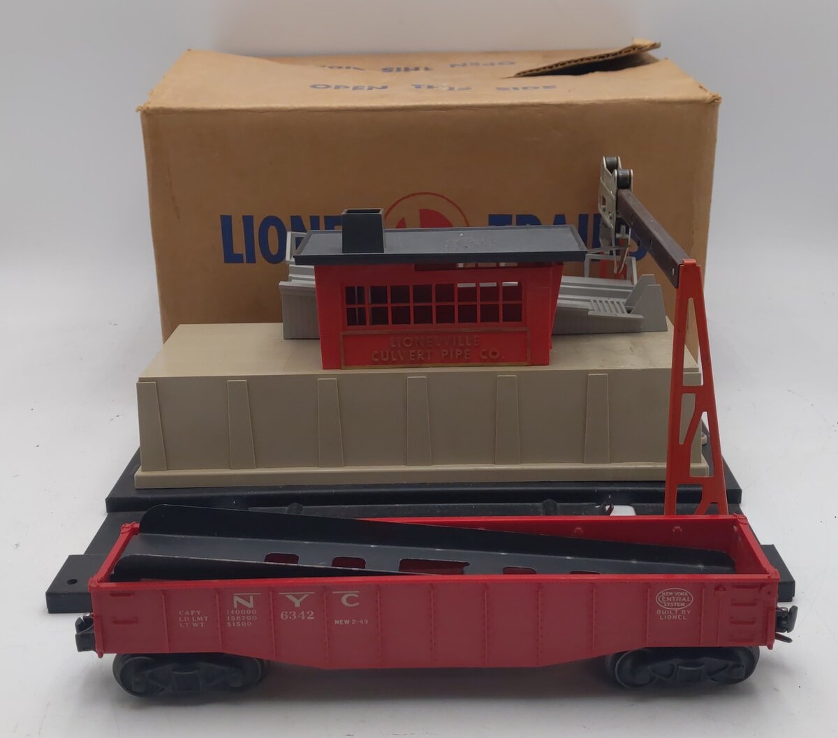 Lionel 342 Vintage O Motorized Operating Culvert Loader with Car VG/Box