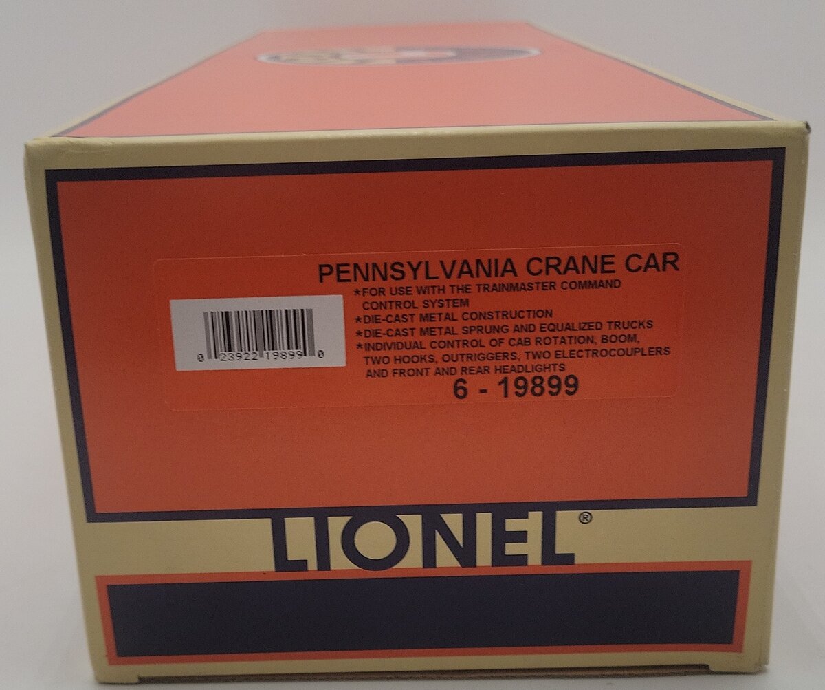 Lionel 6-19899 O Gauge Pennsylvania Railroad TMCC Operating Crane Car #490900 EX/Box