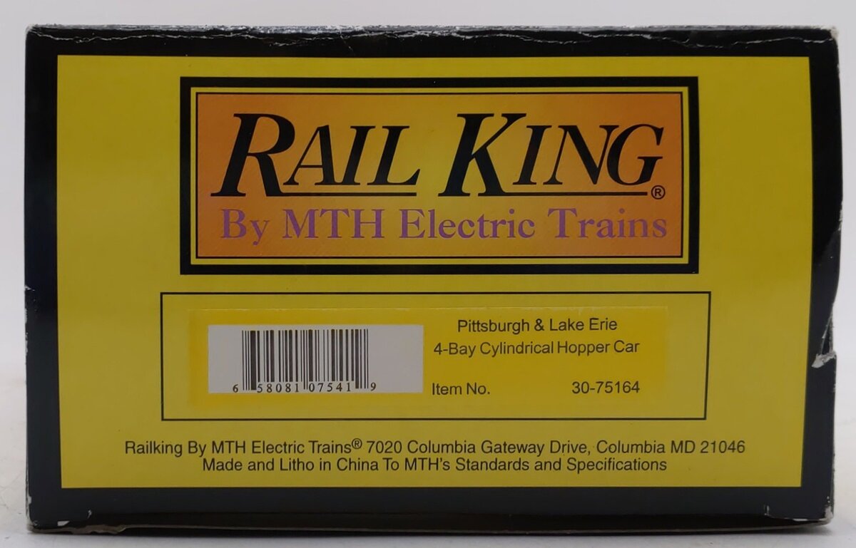 MTH 30-75164 O Gauge Pittsburgh & Lake Erie 4-Bay Cylindrical Hopper Car #197904 NIB