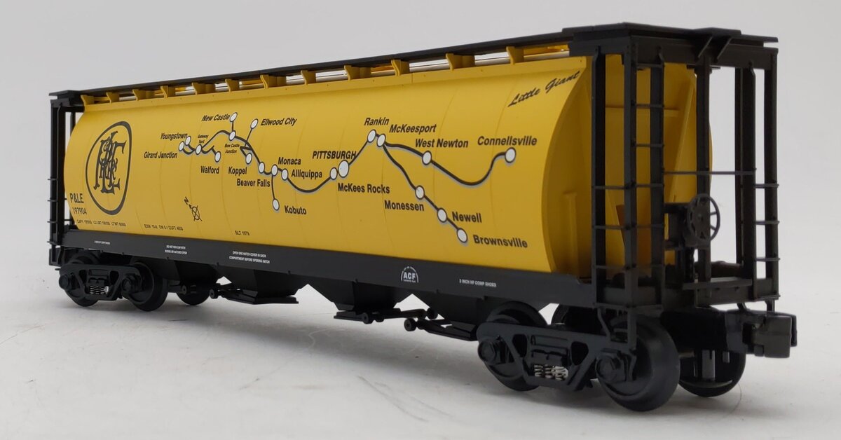 MTH 30-75164 O Gauge Pittsburgh & Lake Erie 4-Bay Cylindrical Hopper Car #197904 NIB