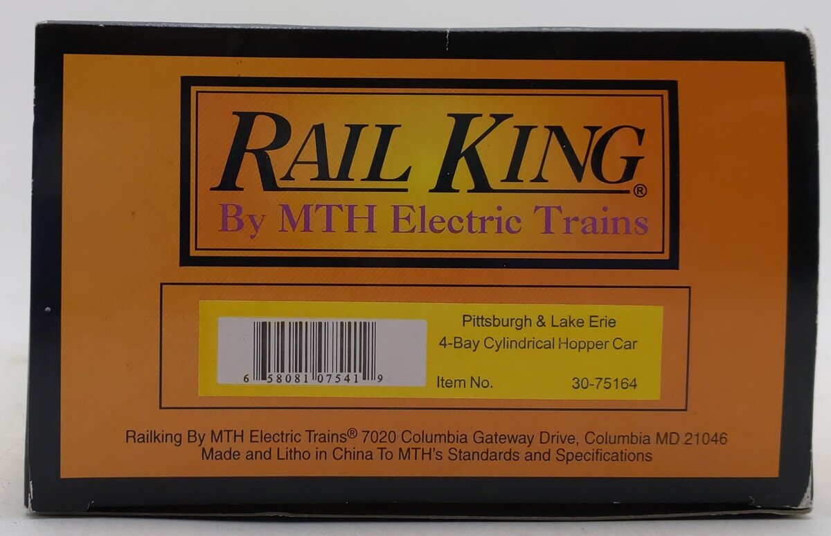 MTH 30-75164 O Gauge Pittsburgh & Lake Erie 4-Bay Cylindrical Hopper Car #197904 NIB