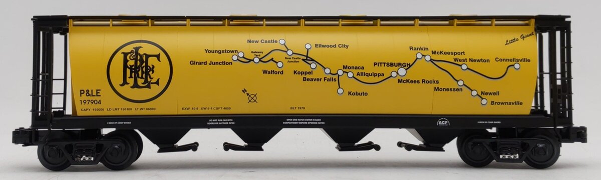 MTH 30-75164 O Gauge Pittsburgh & Lake Erie 4-Bay Cylindrical Hopper Car #197904 NIB