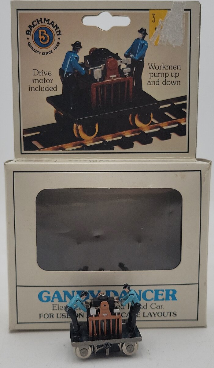 Bachmann 1320 HO Blue Gandy Dancer Electrically Powered Hand Car EX/Box