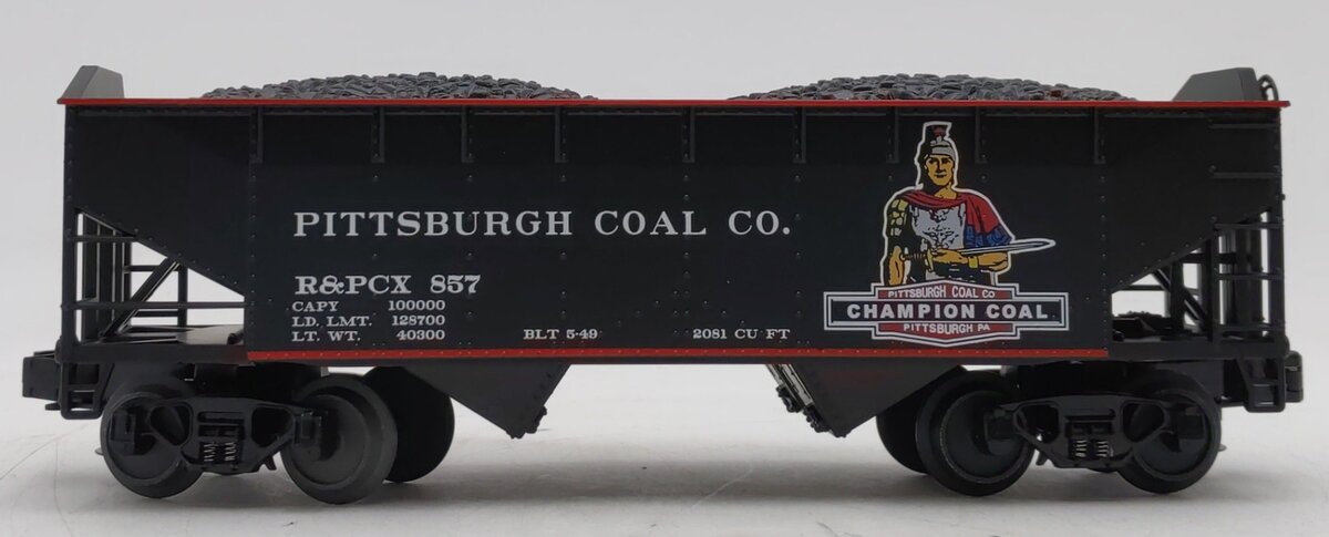 MTH 20-97517 O Pittsburgh/Champion 2-Bay Offset Hopper Car w/Coal Load #857 LN/Box