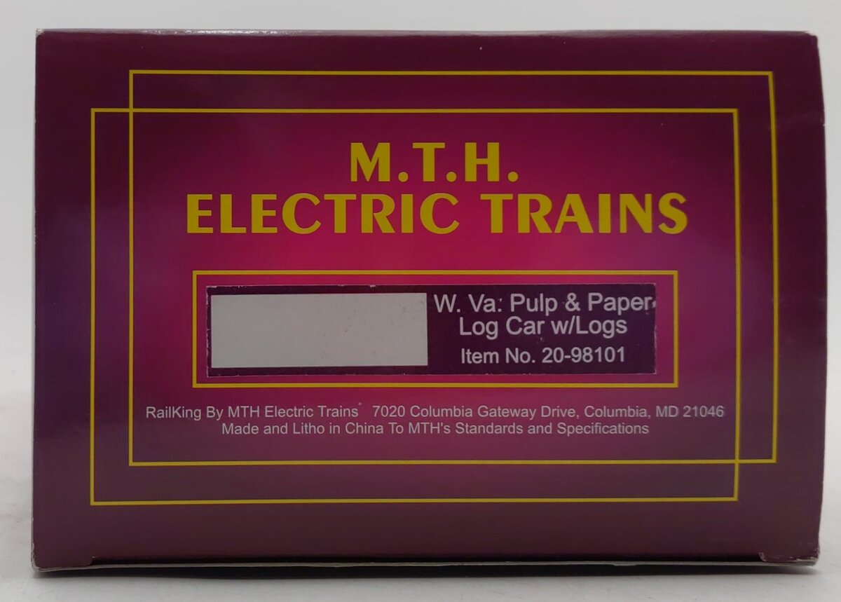 MTH 20-98101 O West Virginia Pulp and Paper Flatcar with Logs #176 LN/Box