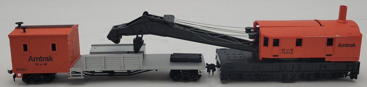 Bachmann 1438 HO Scale Amtrak Crane Car and Boom Tender Set EX/Box