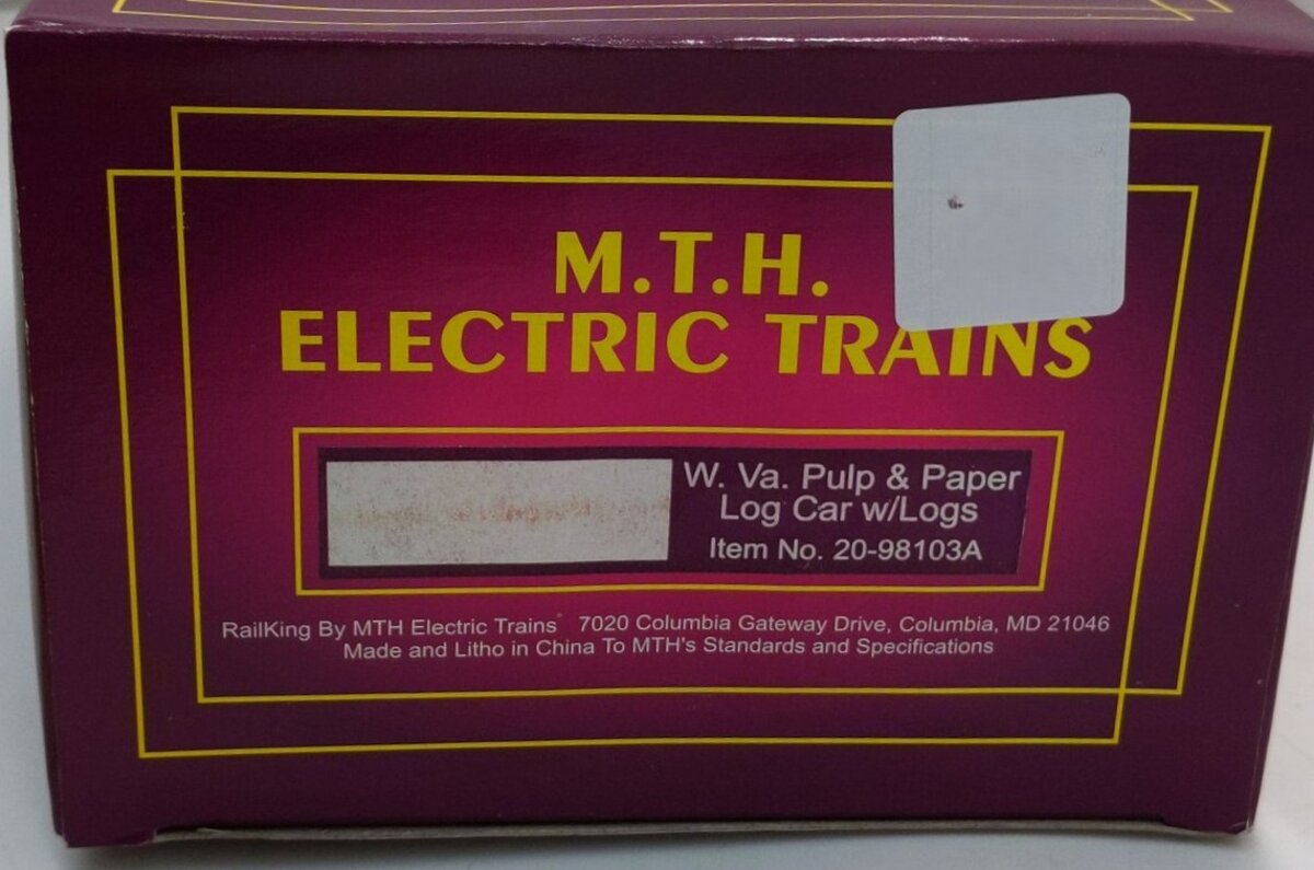 MTH 20-98103A O Gauge West Virginia Pulp and Paper Log Car w/Logs #153 NIB