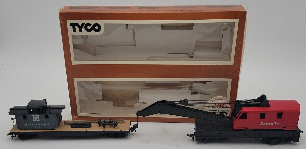 Tyco 932 HO Operating Crane Car with Boom Tender VG/Box