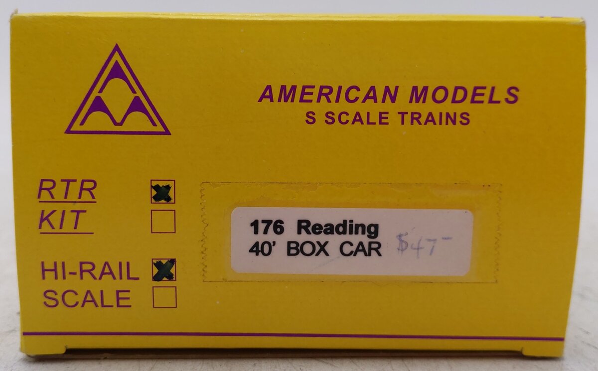 American Models 176 S Gauge Reading Box Car #104273 [Hi Rail] EX/Box