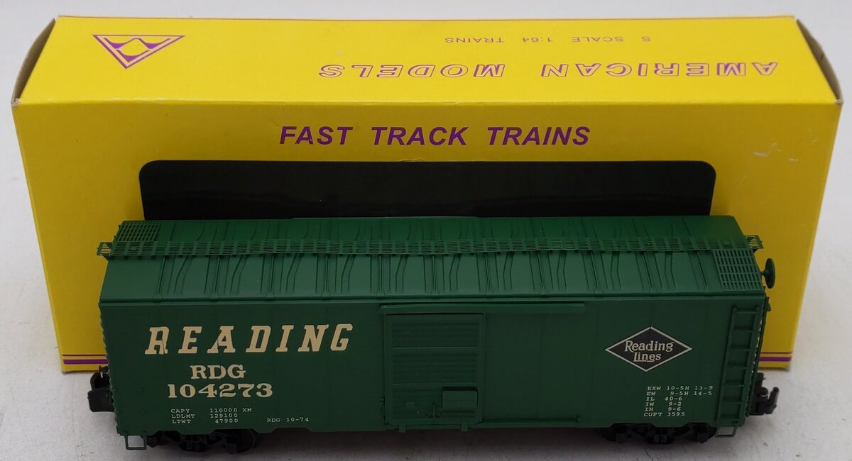American Models 176 S Gauge Reading Box Car #104273 [Hi Rail] EX/Box