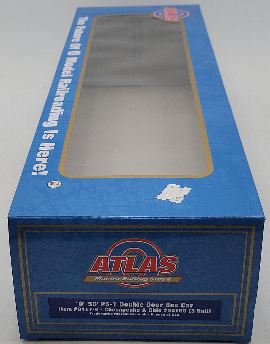 Atlas 8417-4 O Chesapeake & Ohio 50' PS-1 Double Door Boxcar #28199 (3Rail) NIB