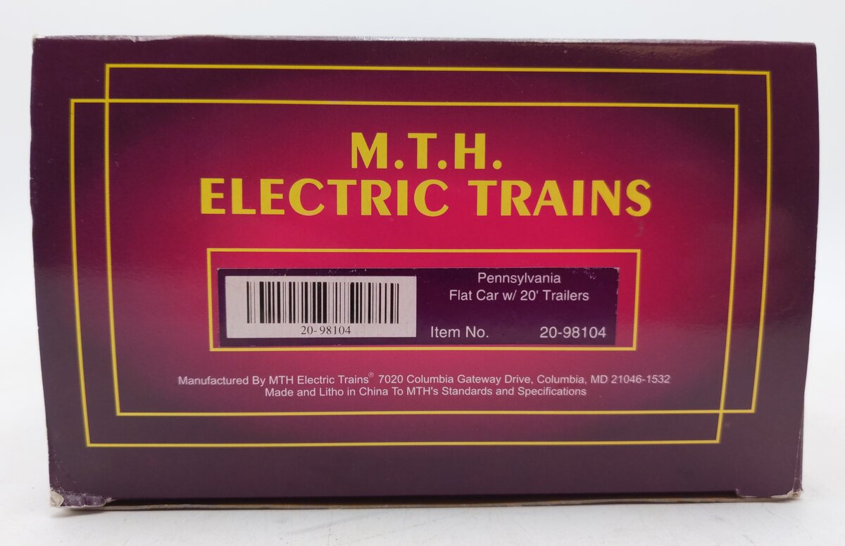 MTH 20-98104 O Gauge Pennsylvania Flatcar #469677 with Pennsylvania Trailers LN/Box