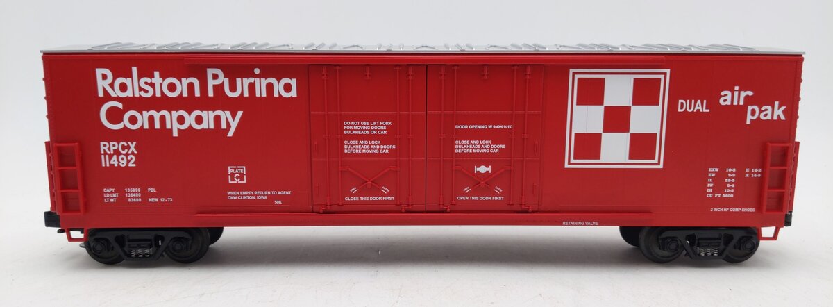 MTH 20-93025 O Gauge Ralston Purina 50' Double Door Plugged Boxcar #11492 EX/Box