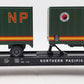 MTH 20-98105 Northern Pacific Flatcar with 2 Short NP Trailers #66152 EX/Box