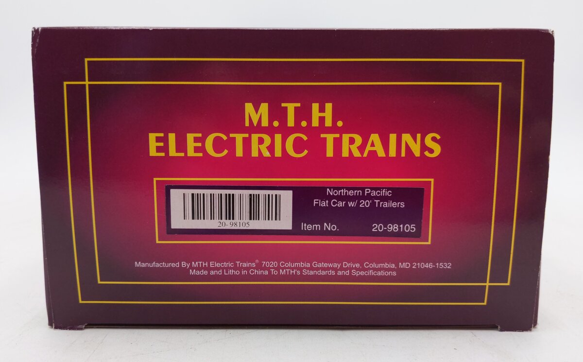 MTH 20-98105 Northern Pacific Flatcar with 2 Short NP Trailers #66152 EX/Box